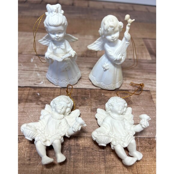 Vintage Ceramic Angel Christmas Ornaments Set Of 4 - Picture 1 of 4